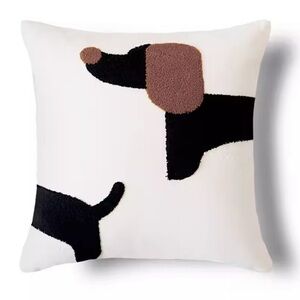 Modern Dachshund Dog Design Throw Pillow - Black and Brown